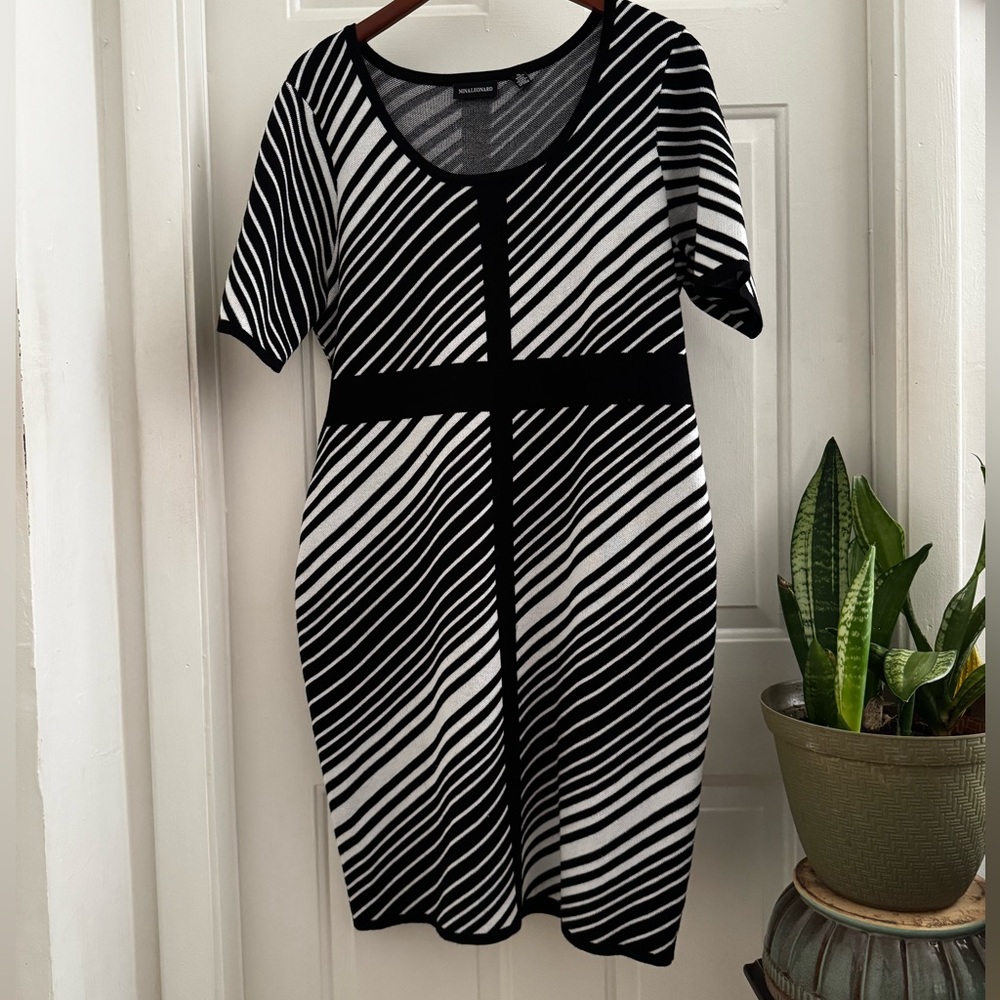 Nina Leonard Striped Midi Dress, size XL